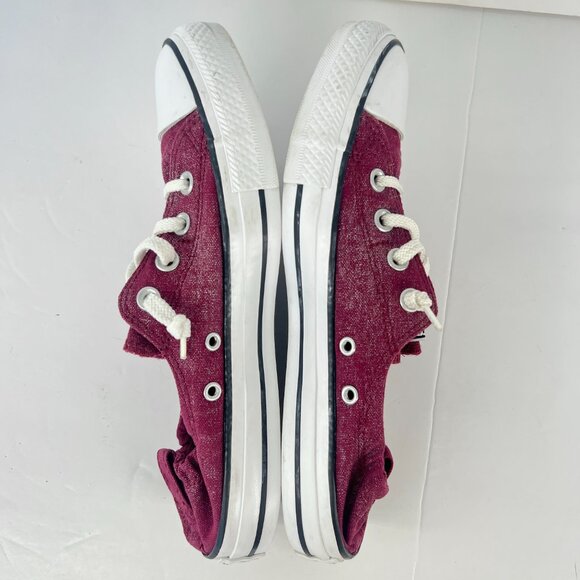 9 Women- Converse Chuck Taylor All Star Shoreline Slip On Maroon Silver Sneakers - Picture 8 of 15